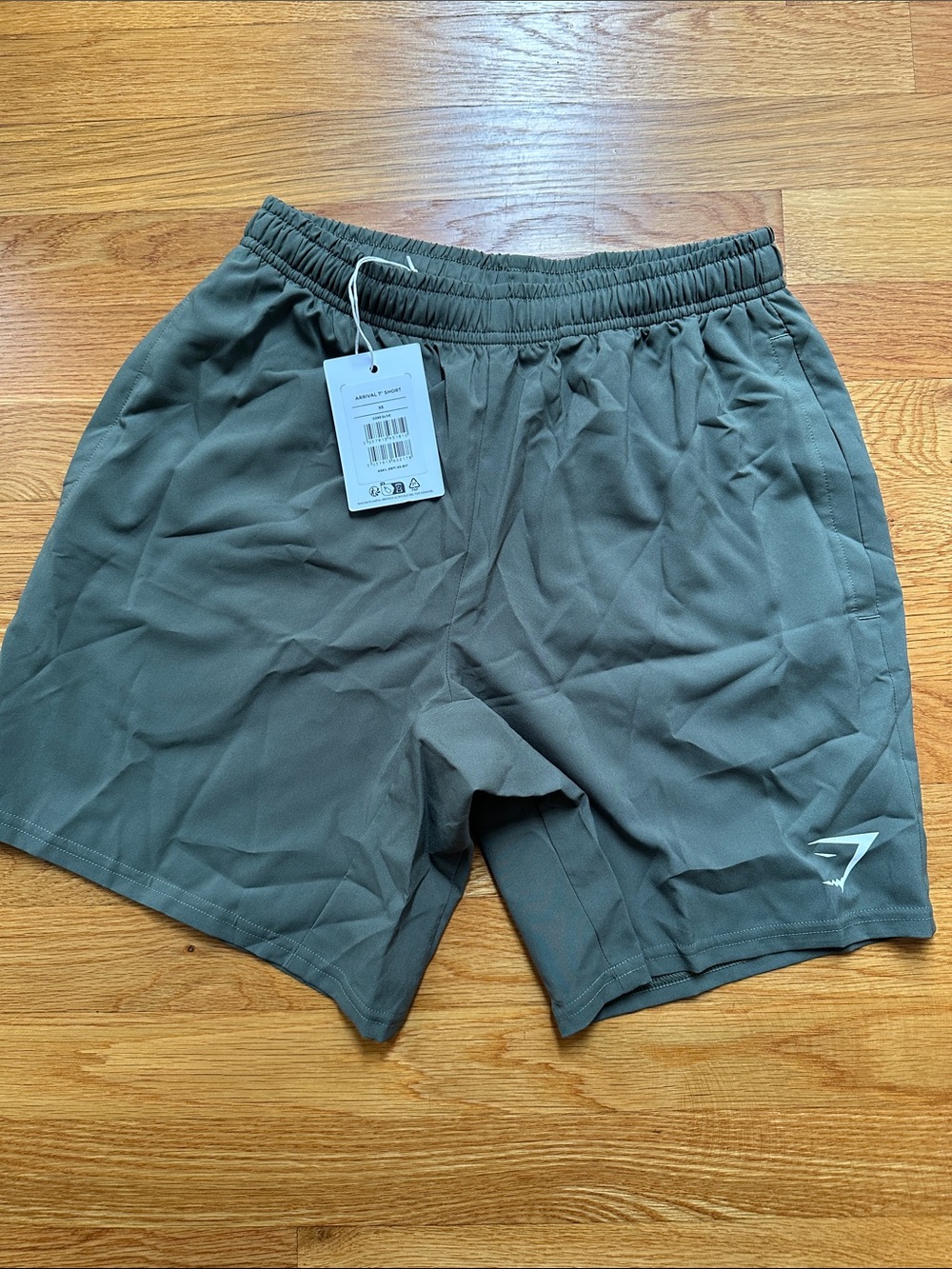 Gymshark Men’s Olive Training Shorts with White Logo NWT size XS